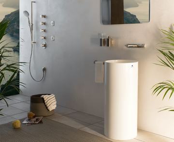 Freestanding washbasin - Freestanding round Corian® washbasin by GUGLIELMI RUBINETTERIE - view 3